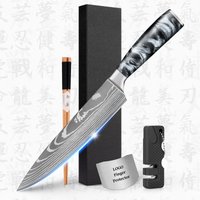 10% Off Custom Logo 8 Inch Professional Japanese High Carbon Steel Miyabi Damascus Chef Knife with Black Resin Handle