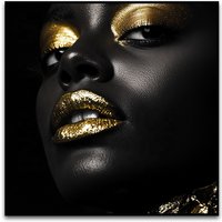 Wholesale Modern Home Hot Selling Golden Wall Painting Girls African Black Woman Canvas Art Prints for Interior Design Projects