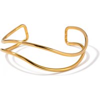 New Trendy 18k Gold Plated Stainless Steel Line Jewelry Gift Minimalist Opening Double Layer Bangles for Women