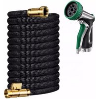 25-150FT Expandable Garden Hose Water Hose with 9-Function High-Pressure Spray Nozzle Duty Flexible Hose 3/4" Solid Brass
