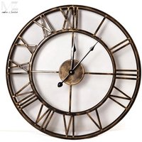 Vintage Style European Design Brass Round Metal Wall Clock
