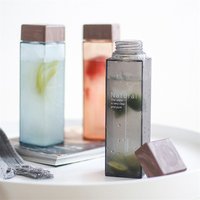 Amber Clear Square Plastic Water Bottle Wide Mouth