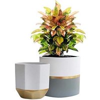 Flower Garden Gold Grey Ceramic Planter Pot