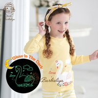 vB0064 Wholesale sleepwear baby children's cartoon factory unicorn nightwear kids cotton glow in the dark pajamas girl clothing