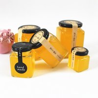Wholesale empty custom square clear food storage container small honey glass bottle jam honey glass jar with screw cap