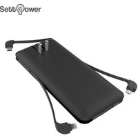 Online shopping new power bank 10000mAh quick charge with AC plug and 3 built in cable powerbank settpower RSQ3-A