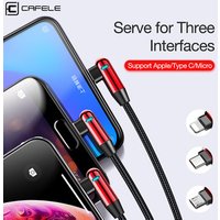 Cafele multi 3 in 1 Led Mobile Phone Type C 90 degree Right angle for iPhone Charging Micro USB Cable Charger