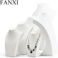 FANXI Custom Luxury Jewelry Exhibitor Organizer Bust For Pendant White PU Leather Necklace Display Mannequins