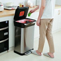 40L compactor trash can trash compression trash can stainless pedal bin