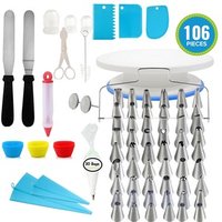 wholesale 106 piece cake decorating turntable set icing nozzles kit piping tips cake decorating tools supplies