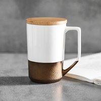 Wholesale Customized New Products white high quality metallic glaze ceramic coffee mug with lid tea mug