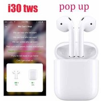 2019 best headphones i30 tws wireless charger touch control 5.0 mini wireless earphone with popup