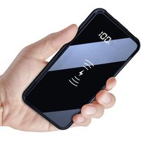 10000 mAh Cellphone Portable Charger, 1000mAh Mirror External Battery Pack, Ultra Compact Wireless Qi Power Bank for iPhone