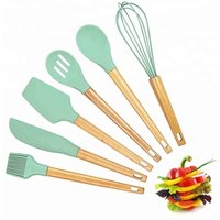 6 Piece Wooden Handle Silicone Baking Spatula Set