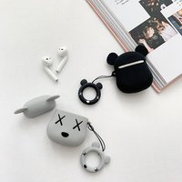 Funny 3D Cartoon Earphone Kaws Cases with Finger Ring Strap For Apple Airpods