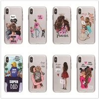 Fashion Black Brown Hair Baby Mom Girl Queen Soft TPU Cover Case For Samsung Galaxy S6 S7 Edge S8 S9 Plus S10 Plus E Note 8 9