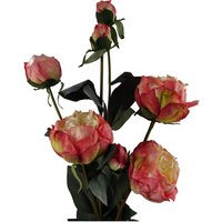 55cm Pink Peony Artificial Flowers Spray - 4 Flowers 3 Buds