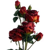 60cm Red Rose Artificial Flowers Spray - 4 Flowers 3 Buds