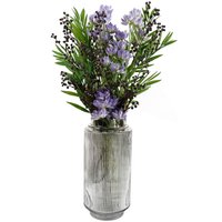 60cm Artificial Purple Starflower Display Glass Vase