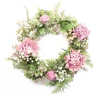 45cm Artificial Pink Floral Wreath