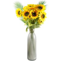 100cm Yellow Artificial Sunflower Arrangement Glass Vase