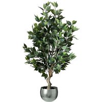 100cm Premium Artificial Ficus Twist Tree Silver Curve Planter