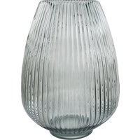 30cm Smoke Grey Ridged Glass Vase