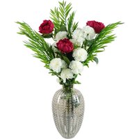 85cm White Carnation Pink Peony and Fern in Glass Vase
