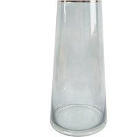 28cm Gold Rim Smoke Grey Glass Vase
