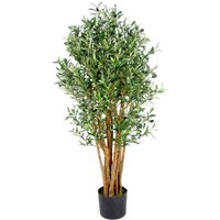 125cm Leaf Design UK Realistic Artificial Olive Tree in Black Plastic Pot