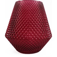23cm Diamond Embossed Pink Glass Vase