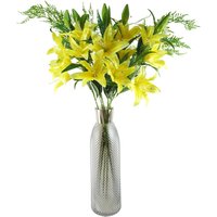 100cm Yellow Lily and Fern Display Glass Vase