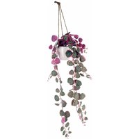 90cm Artificial Potted Trailing Hanging Pink Plant Realistic - String of Hearts