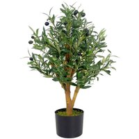 65cm Leaf Design UK Realistic Artificial Olive Tree in Black Plastic Pot