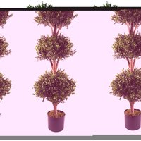 120cm Pair of Buxus Triple Ball Artificial Tree UV Resistant Outdoor Topiary