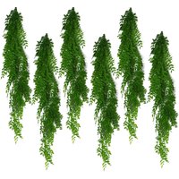 6 x 100cm Hanging String of Pearls Fern Plant Light Green