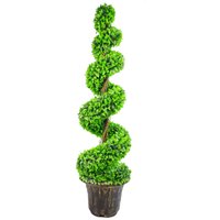 120cm Green Large Leaf Spiral with Decorative Planter