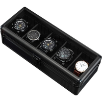 Aluminium Watch Box Black - 5 klockor