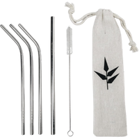 Banbu sugrör Rostfritt stål - 4st