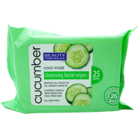 Beauty Formulas Cucumber Cleansing Facial Wipes – 25 stk