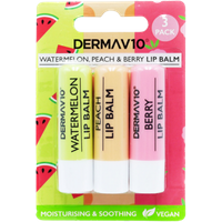 Derma V10 Läppbalsam med vattenmelon, persika och bär - 3-pack