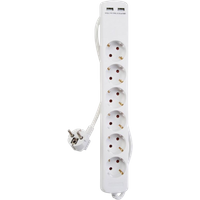 Kopp Socket-uttag med 6 eluttag & 2 USB-portar