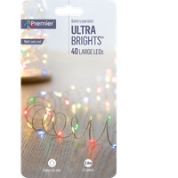 Premier 40 LED batteridriven flerfärgad ljuskedja - 3 9 meter