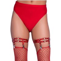 Leg Avenue Studded Heart Thigh Garters with Stocking Clips Red