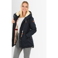 Navahoo Ireliaa Damen Parka – Windabweisende Winterjacke mit Teddyfell & Kapuze - Navy