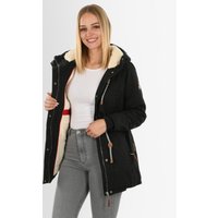Navahoo Ireliaa Damen Parka – Windabweisende Winterjacke mit Teddyfell & Kapuze - Schwarz