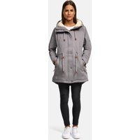 Navahoo Ireliaa Damen Parka – Windabweisende Winterjacke mit Teddyfell & Kapuze - Grau