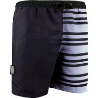Herren Badehose mit Muster Streifen Weiß Schwarz