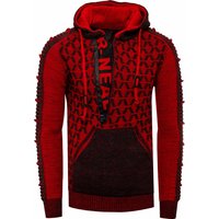 1/2 Zip Kontrast Grobstrick Kapuzen-Pullover