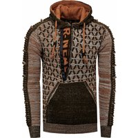 1/2 Zip Kontrast Grobstrick Kapuzen-Pullover